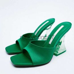 Sandalen Comemore 2023 Zomer Dames Groene Schoenen Transparante Hoge Hak Comfortabele Groene Sandalen Hakken Luxe Muiltjes Slippers voor DamesJ240122