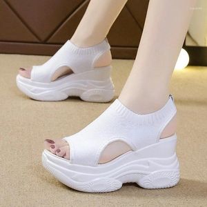 Sandales Comemore Femmes Sport Mesh Casual Dames Chaussures Compensées 2024 Plate-forme Slip-On Femme Sandalias Doux Fond Épais Blanc Mujer
