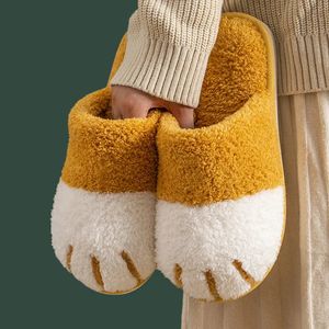 Sandalen Comwarm Winter Warm Pluche Slippers Leuke Kat Poot Designer Huis Vrouwen Bont Vloer Mute Slaapkamer Liefhebbers Indoor Pluizige Schoenen 231206