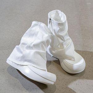 Sandalias Botas geniales para mujer 2023 Matsuke Jeans de suela gruesa Tubo corto Cómodo Verano Blanco Tendencia elevada Zapatos de mujer