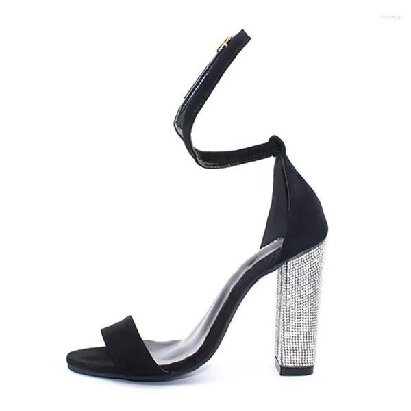 Sandales Crystal Block High Talon Open Toe Side Cut Out Out Out Outkle Boucle chaussures Cover Party Mesdames Summer