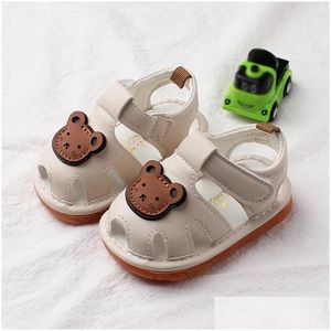 Sandales mignon dessin animé ours bébé bébé pour enfants girl couleur solide chaussures antidérapantes