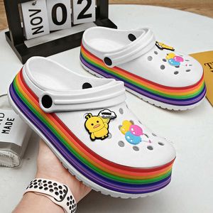 Sandalen schattige cartoon zomer regenboogschoenen vrouwen platform sandalen comfortabel casual vrouwen verstopt strand tuinschoenen vrouw zuecos mujer t230208