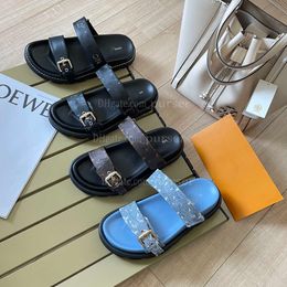 sandalen designer bom dia echt lederen slipper casual schoen zomer strand gladiator muilezels hasp nieuwe dames platte glijbaan luxe designer sliders sandale slide 2024