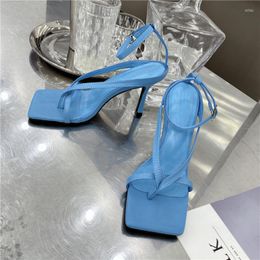 Sandals Designer Classic Gladiator High Heel Heel Women's Fall Street Look Females Square Head Open Teen Clip-on Strappy Shoes