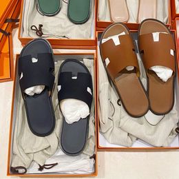 Sandals Designer voor mannen Women Beach Slippers Echt lederen H Letter Peep Tenen Modieuze slippers Flat Bottom Heren Sandalen 39-45