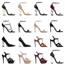 Sandals Designer High Heels Dr Chaussures Femmes Metal Letters Classic Open Open Toe Stiletto Heel Fashion Brand Wedding with Box
