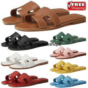 Sandalen gratis verzending Designer Oran Sandalen Womens Luxe Slippers Dia's Zwart Wit Bruin Leer Patent slide damessandaal maat 35-42