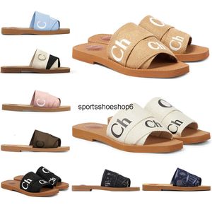Sandalen designer sandalen voor dames Muiltjes platte slides Lichtbruin beige wit zwart roze kant Belettering Stof canvas pantoffels zomerse buitenschoenen voor dames