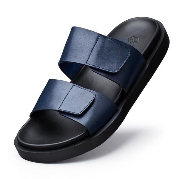 Sandalias Zapatillas de diseñador Hombres al aire libre Plataforma Cuero genuino Cuero de vaca romano Verano Zapatos para hombre