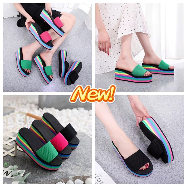 sandales Pantoufles de créateur talons d'été pour femmes multicolores de haute qualité pantoufles de mode GAI pantoufles de plate-forme imprimées plage à chevrons EVA 36-41