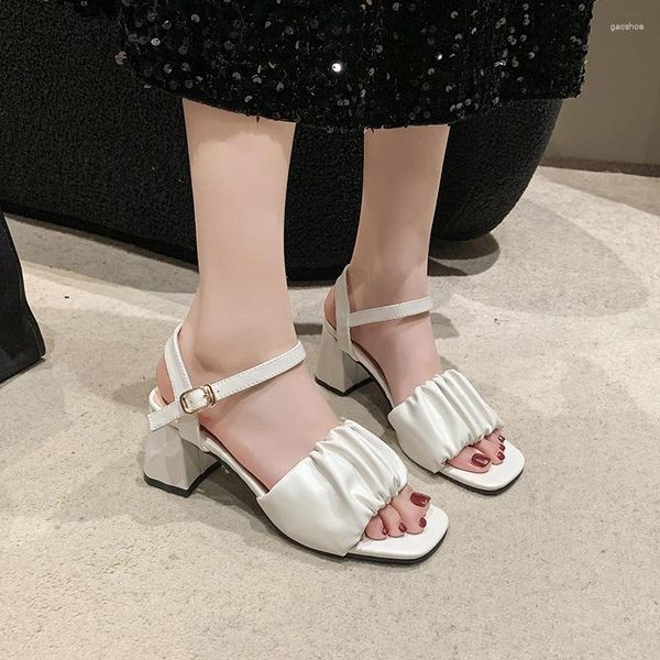 Sandalias Diseñador Mujer 2024 Verano Moda coreana Punta abierta Cómodo Bloque Talón Tacón de gran tamaño Zapatos modernos