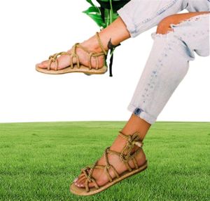 Sandalen dihope veter casuals touw vrouwen schoenen zapatos de mujer boho vrouw cross gebonden 7708261