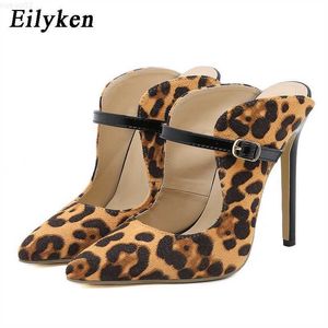 Sandalias Eilyken 2023, novedad, zapatos de tacón con estampado de leopardo para Mujer, zapatos de tacón fino con punta estrecha, sandalias sin cordones para fiesta, Zapatos de baile de Stripper, Zapatos de Mujer L230720