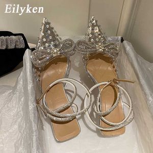 Sandales Eilyken 2023 Printemps Style PVC Transparent CRISTAL Argent Femmes Pompes Bowknot Lady Bas Talons Hauts Parti Chaussures De Bal G230211