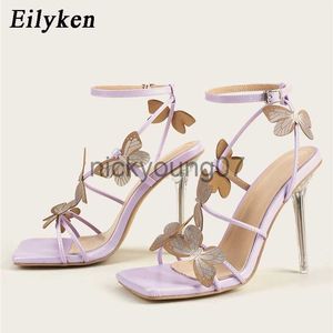 Sandalen Eilyken Sexy Kristal Hoge Hakken Sandalen Dames Zomerfeest Galajurk Gespen Paarse Pumps Stripper Vrouwelijke Schoenen Maat 41J240122