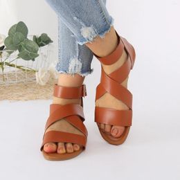 Sandalen Elegante damesschoenen Casual Romeinse vrouw Boheemse stijl Open teen Rits aan de achterkant Folk Retro zomerstrand