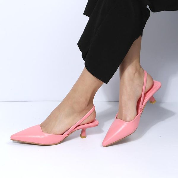 Sandalias elegantes para mujer, zapatos de tendencia Primavera/verano 2022, tacón medio, fiesta, boda, novia, punta cerrada Sexy, sandalias de tacón de aguja único