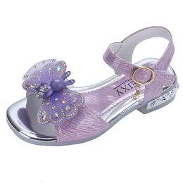 Sandalen Est Summer Kids Shoes Mt-CS Fashion Leathers Sweet Children Sandalen voor meisjes Peuter Baby Ademhabele hoolow Out Bow Shoes 230331