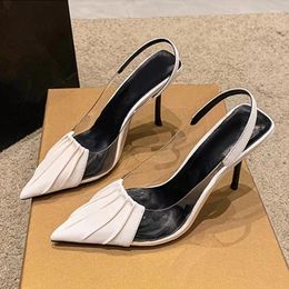 Sandales à talons hauts pointus pour femmes européennes et américaines, transparentes et fines, à la mode, été et automne