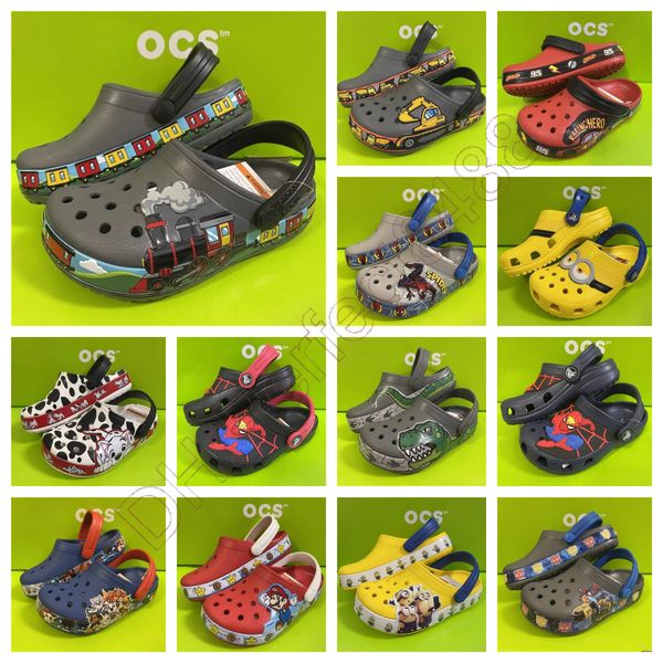 Sandalias EVA niños CrocClog Zapatos de cocodrilo antideslizantes Ligero cómodo Niños de alta calidad Verano Playa ventilar Diapositivas Diseñadores Zapatillas de dibujos animados A-12