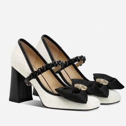 Sandales Fad Crystal High Talons Chaussures Sweet Bow Mary Jane Femmes Automne Robe Sexy Pompes De Fête Peu Profonde Lolita Mujer 231030