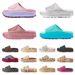 Sandalen Beroemde ontwerper Dames Platform Slippers Gedrukt Geborduurde Slide Flats Tory Dikke Bodem Bruine Bossen Geel Witte Slides Leathe Luxe Schoenen Dh gate