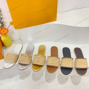 Sandales célèbres designers femmes pp paille chanvre tissé vieilles fleurs tissu espadrilles pantoufles mules piscine diapositives talons plats luxe décontracté mode plage usine chaussures