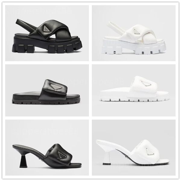 sandales célèbres Designer Femmes Soft Rempa en cuir nappa Slides Sandale Talons Sliders Platform Shoe Fashion Summer Girls Sandale Monolith Sandle Slipper Shoes