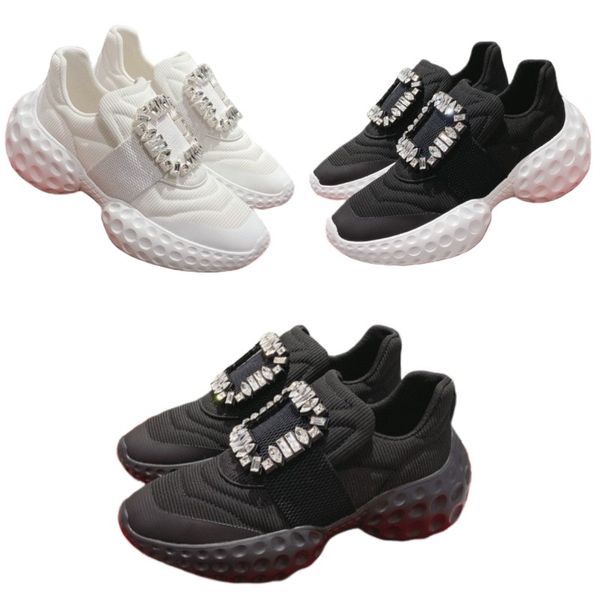 Sandales célèbres chaussures de sport pour femmes baskets basses diamant brillant chaussures de course à semelle élastique chaussures de créateur chaussures à plateforme en nylon respirant chaussures à fond en caoutchouc