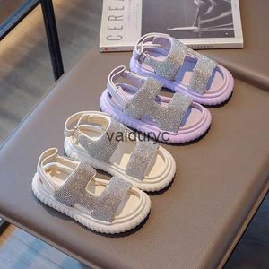 Sandals Fashion Bling Rignestone Girls Summer Ldren Beach Shoes Sport Soft Flexible for Girl Size 26-36 H240507