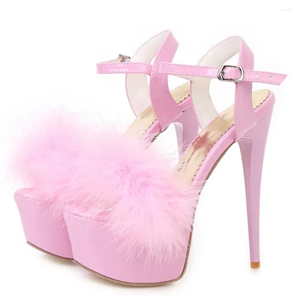 Sandales Mode Plume Été Femmes Chaussures 2023 Plate-forme Talons Hauts Tongs Dames Grande Taille Sangles Fête Fétiche Filles