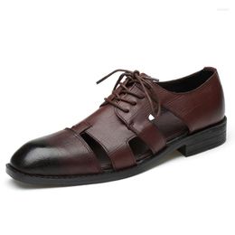 Sandales mode en cuir véritable hommes robe d'affaires chaussures faites à la main Sandalias