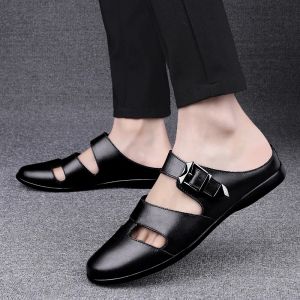 Sandalen mode echte lederen heren sandalen retro rome schoenen mannen zomers klassiekers schoeisel mannelijke zakelijke formele sandalen