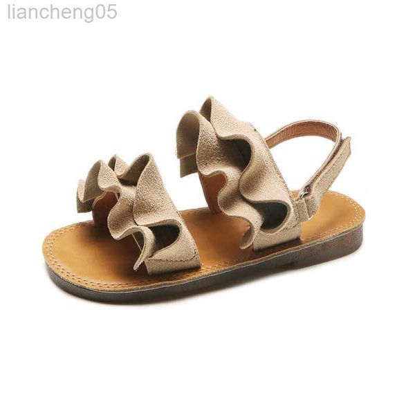 Sandalias Moda Niñas Sandalias de playa Casual Hoja de loto Cómodo Fondo suave Gancho Bucle Zapatos de playa para niños Pisos para niños pequeños W0327