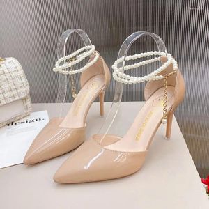 Sandals Fashion High 948 Heel One-Line Hebilla For Women 2024 Summer Toe Damas Damas zapatos PU Mujeres