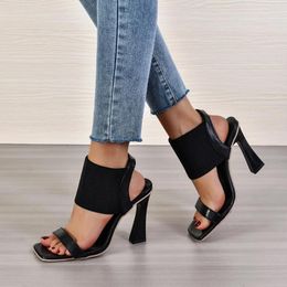 Sandals Fashion Chaussures à talons hauts Summer Toe-Toe Band élastique pour femmes Zapatos de Tacon Mujer Elegantes