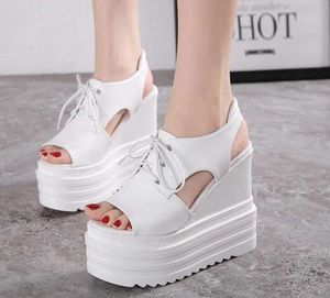 Sandalen mode met hoge hakken vrouwen zomer rome stijl open teen platform schoenen schoenen enkelband rubber dames kantoor schoenen