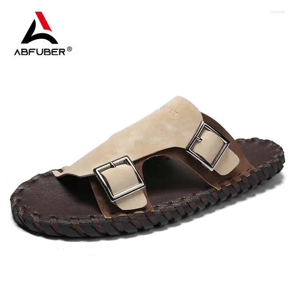 Sandals Fashion Men pour hommes tissés tongs Mesh Flips Men Slippers Home Leather Print Summer Shoes Sandalias Platform