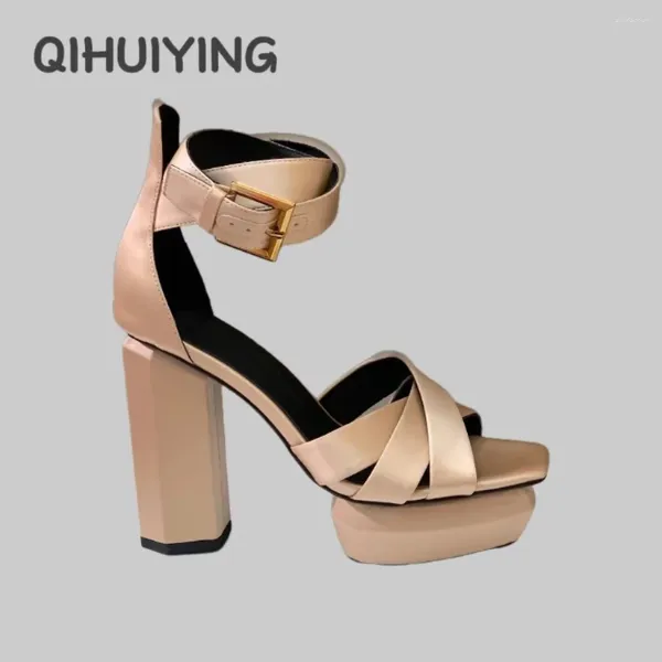 Sandals Fashion Platform de moda Super High Heel Club Night Club Women Silk Antrep-Strap Chunky Mujer Desinger talla grande