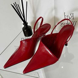 Сандалии, модные красные сандалии-мулы на тонком высоком каблуке, с острым носком, без шнуровки, женская обувь, элегантное вечернее платье, туфли-лодочки J240122