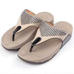 Sandales d'été à plateforme pour femmes, chaussures nationales bohème, pantoufles compensées, tongs de plage, grande taille