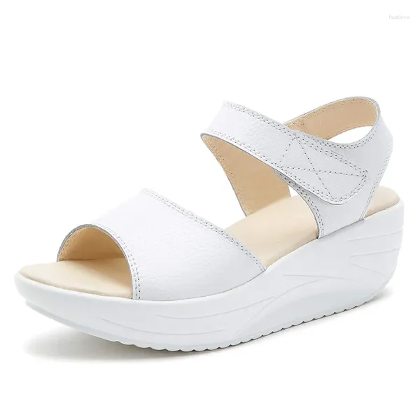 Sandals moda verano mujeres plataforma plana cuero blanco comodidad zapatos punk casuales dama mujer