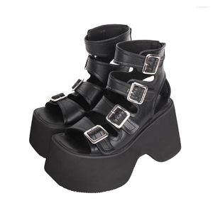 Sandalen Mode Vrouw Lolita Punk Cool Schoenen Dame Hoge Hakken Pumps Meisje Prinses Zomerjurk Feest Vis Mond Gespen 10cm 6013