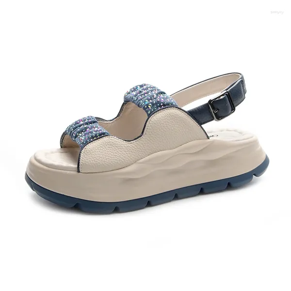 Sandálias moda feminina 2024 luxo designer plataforma sapatos apartamentos romano elegante festa meninas bombas praia calçado de verão