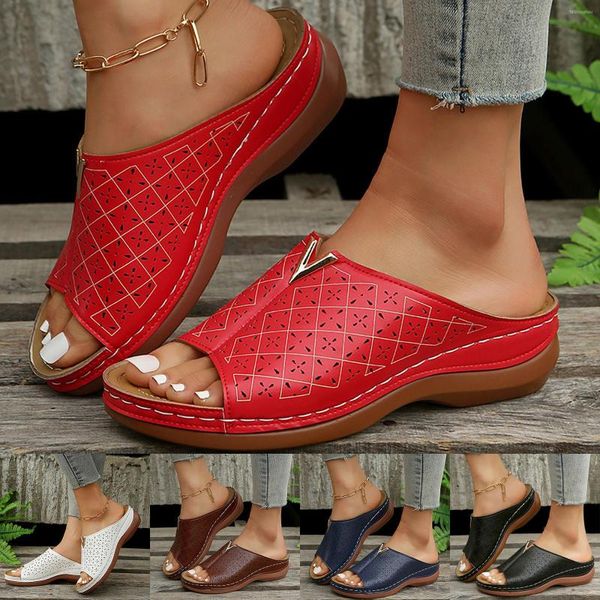 Sandalias de moda para mujer, cuñas sólidas de verano, transpirables, con punta abierta, cómodos zapatos de playa, zapatillas de 11 de ancho para