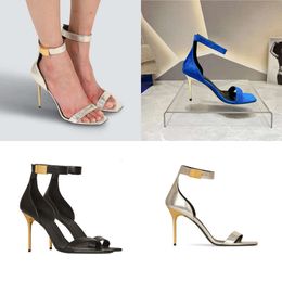 Sandals Fashion Womens Stiletto Patent en cuir breveté Sangle Boucle électroplate de talon Cashmere Dîner chaussures décontractées Shoe Original Quality