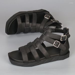 Sandalen modieuze schoenen heren eerste laag cowhide casual lederen trend match persoonlijkheid kapsel high top cool