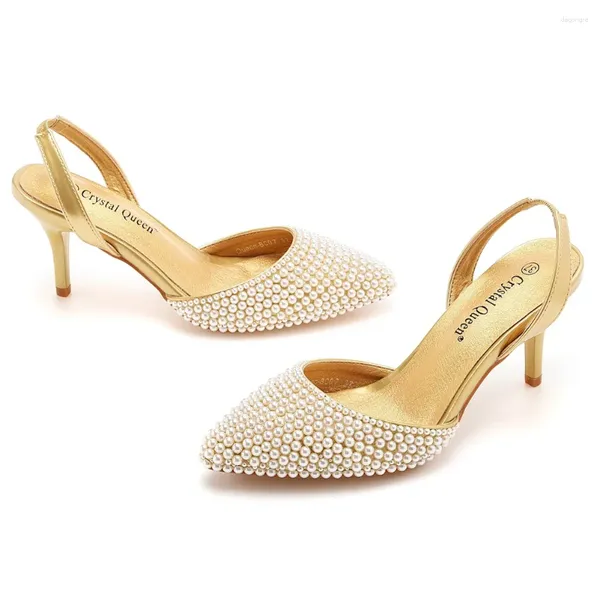 Sandalias Sandalia femenina Zapatos de tacón bajo con correa Boca poco profunda Tamaño grande Chicas Pearl Stiletto Boda Clear Lace Up Beige P