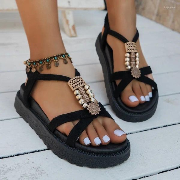 Sandales femme chaussures en vente 2024 été Style bohème femmes léger et confortable décontracté plage Sandalias Mujer